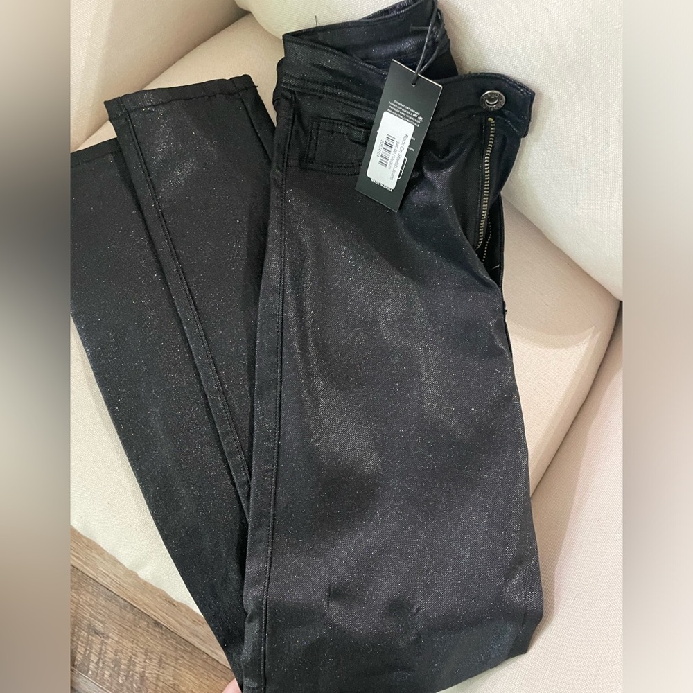 JC & JQ Glitter Faux leather skinny jeans
